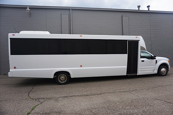 black and white bus